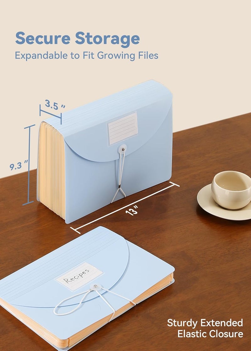 SortRax Accordion File Organizer 12 Pockets, Monthly Bill Receipt Tax Organizer, Expanding File Folders with Larger Bright Tabs, Fits Letter/A4 Size - Blue - Image 5